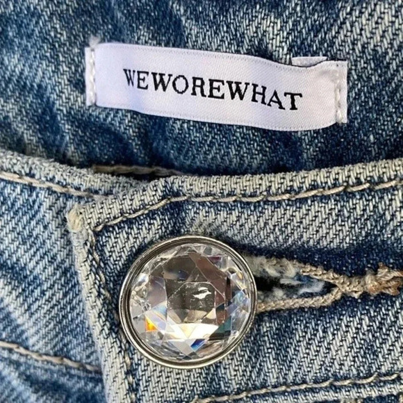 NEW, WEWOREWHAT, The Danielle Crystal High Rise Straight Jeans - Picture 6 of 8